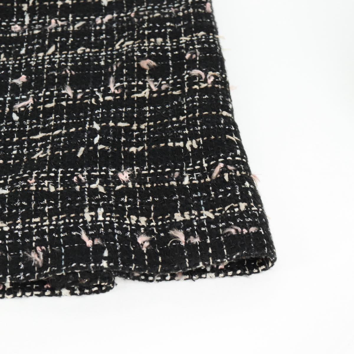 CHANEL Skirt Tweed Black CC Auth am8645V