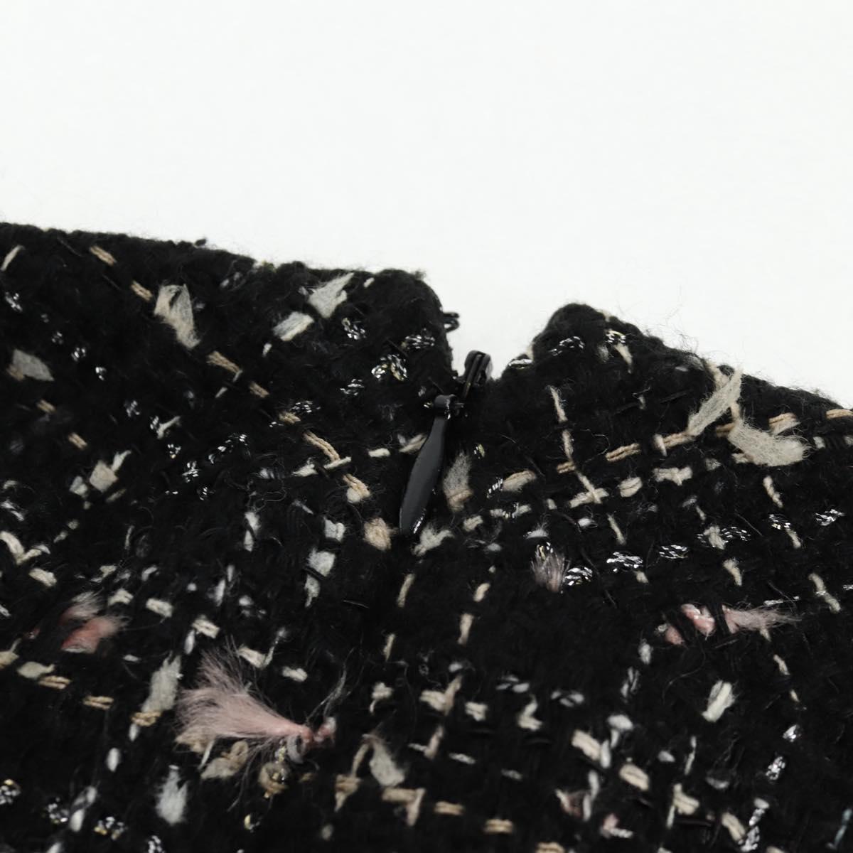 CHANEL Skirt Tweed Black CC Auth am8645V