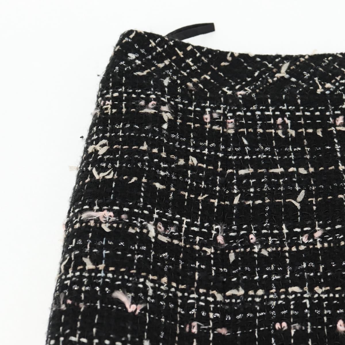 CHANEL Skirt Tweed Black CC Auth am8645V