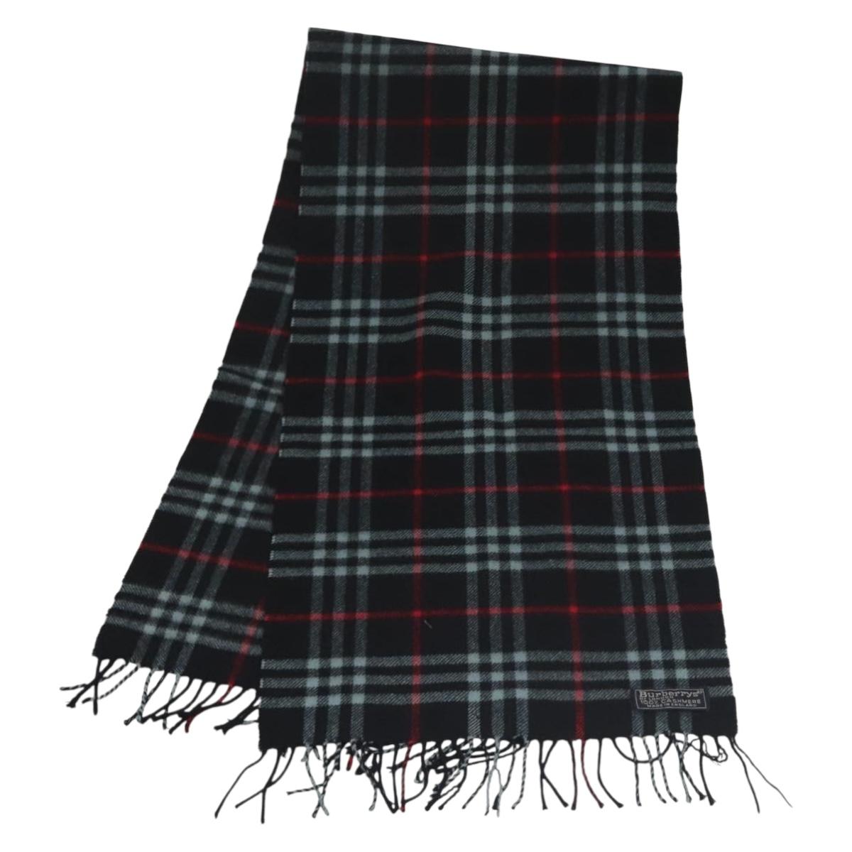 Burberrys Nova Check Scarf Cashmere Navy Auth am8657