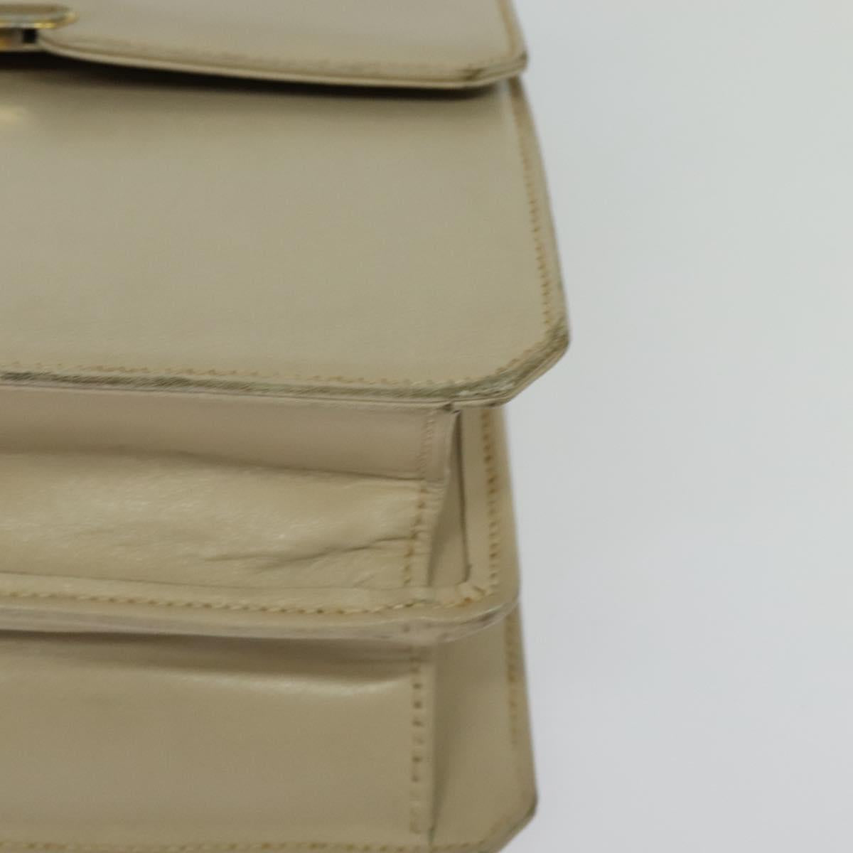 GUCCI Shoulder Bag Leather Cream Gold Auth am8665