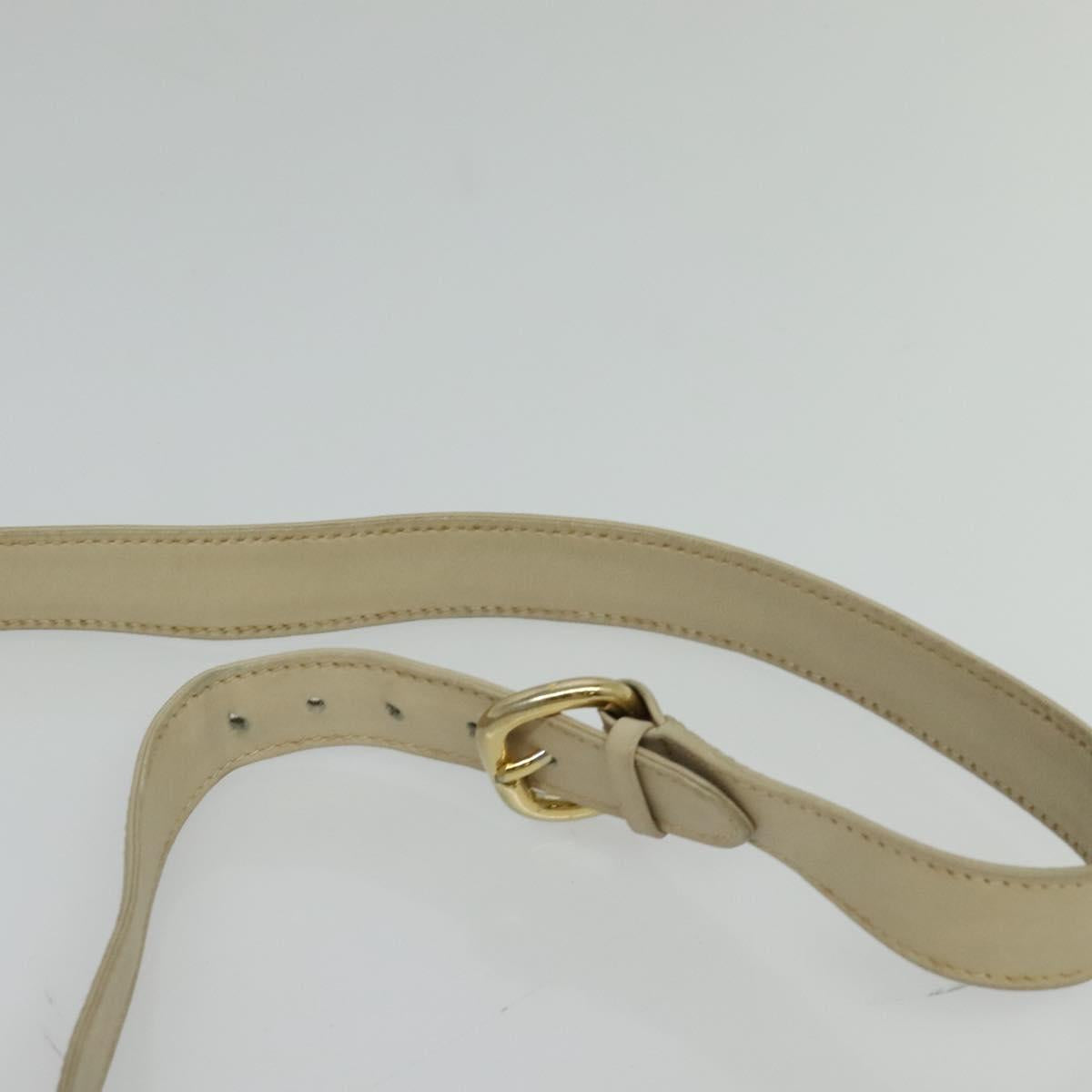 GUCCI Shoulder Bag Leather Cream Gold Auth am8665