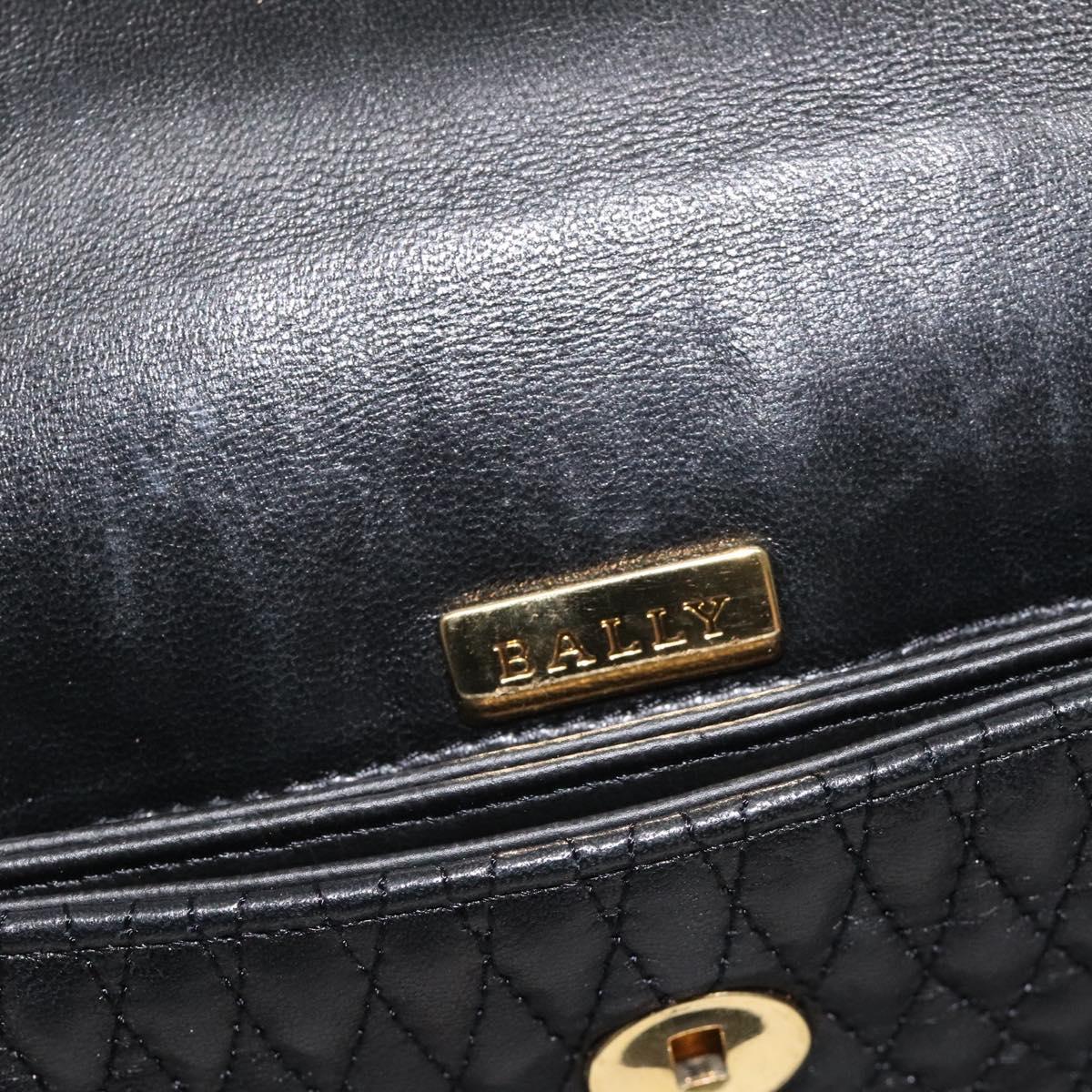 BALLY Hand Bag Leather Black Gold Auth am8683