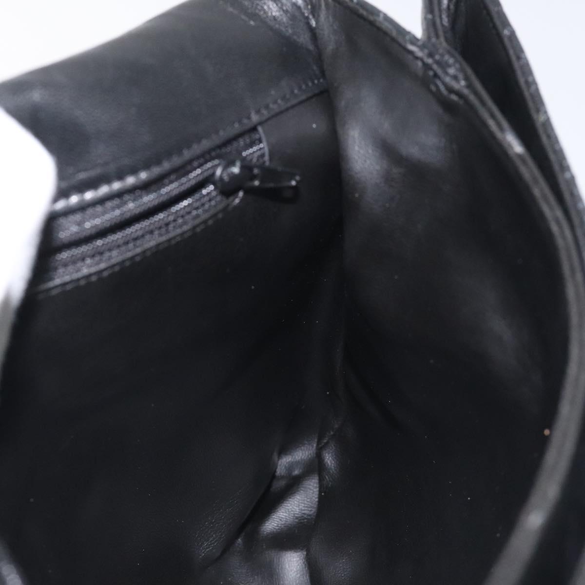 BALLY Hand Bag Leather Black Gold Auth am8683