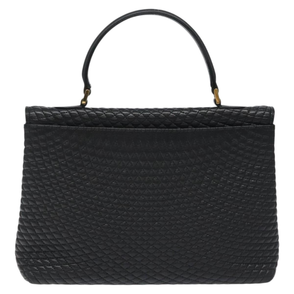 BALLY Hand Bag Leather Black Gold Auth am8683