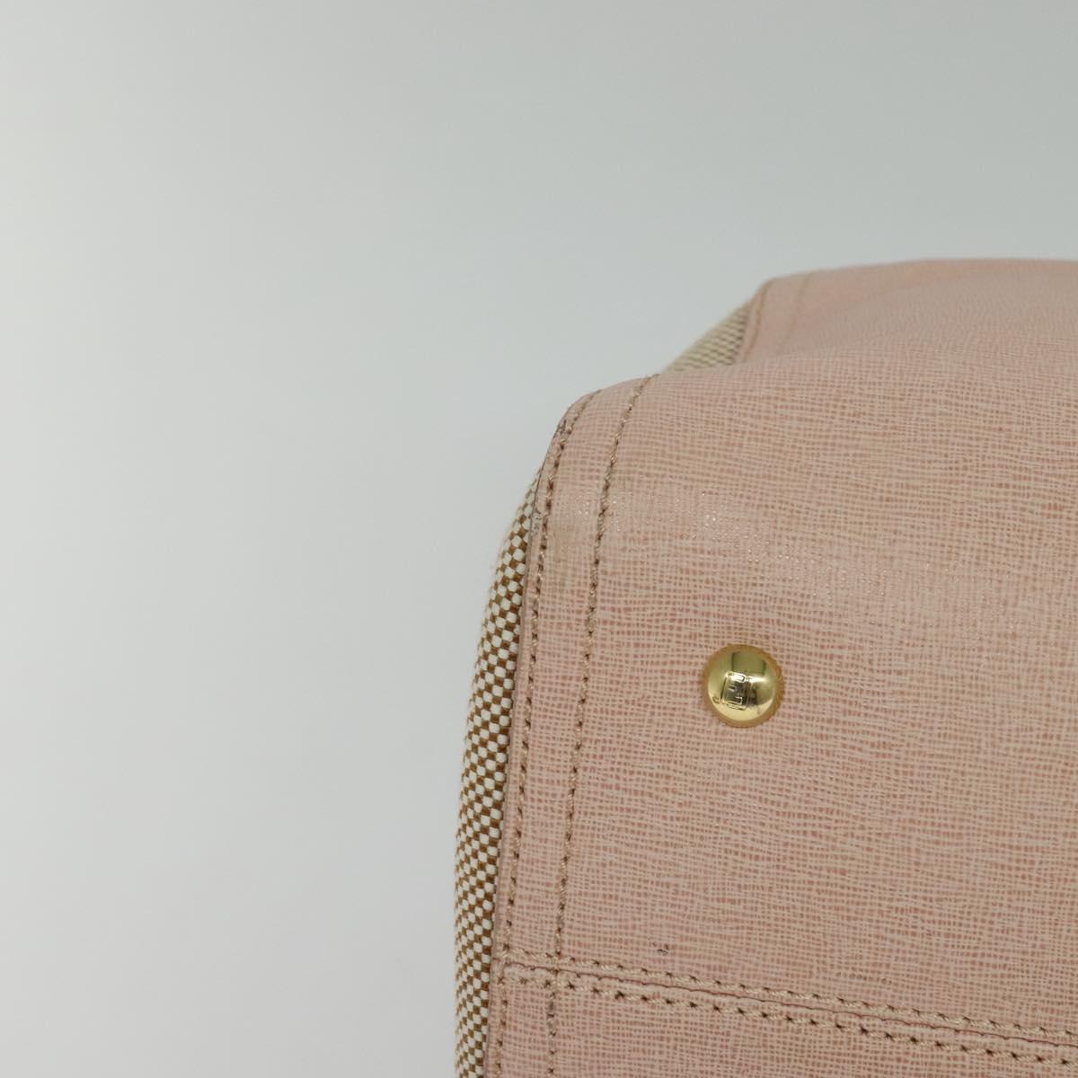 FENDI Chameleon Hand Bag Leather 2way Pink Gold Auth am8686
