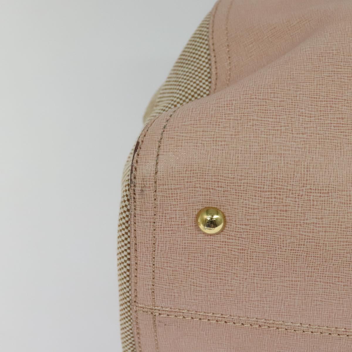 FENDI Chameleon Hand Bag Leather 2way Pink Gold Auth am8686
