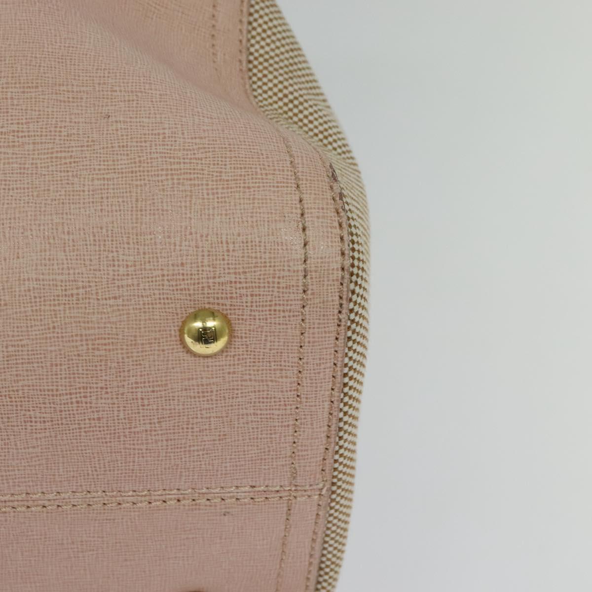 FENDI Chameleon Hand Bag Leather 2way Pink Gold Auth am8686