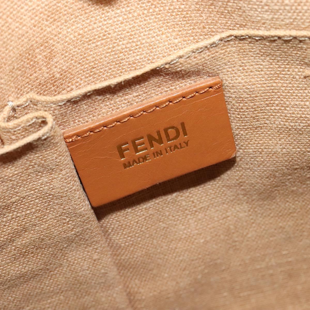 FENDI Chameleon Hand Bag Leather 2way Pink Gold Auth am8686
