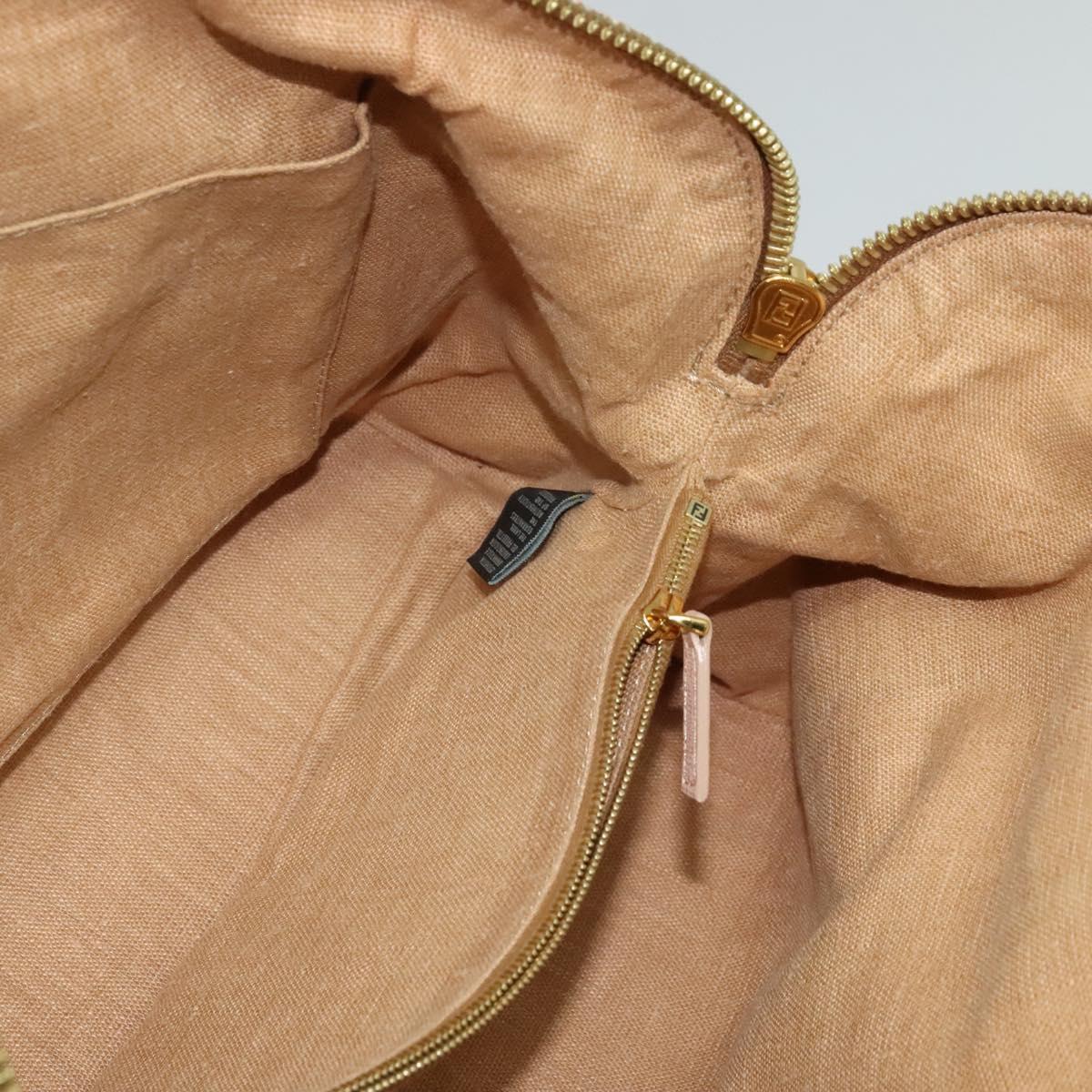 FENDI Chameleon Hand Bag Leather 2way Pink Gold Auth am8686