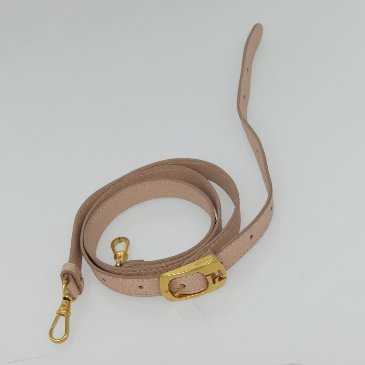 FENDI Chameleon Hand Bag Leather 2way Pink Gold Auth am8686