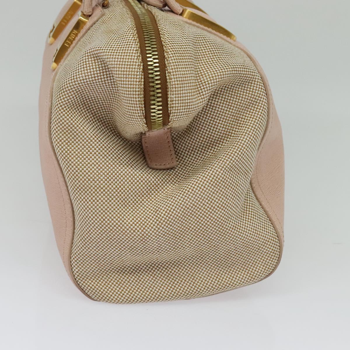 FENDI Chameleon Hand Bag Leather 2way Pink Gold Auth am8686