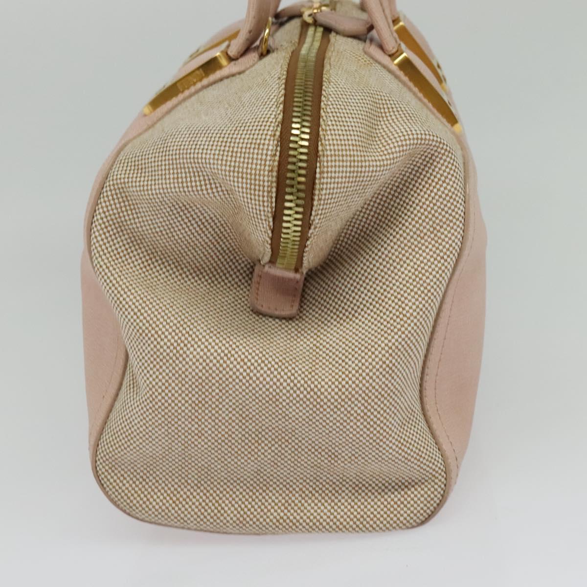 FENDI Chameleon Hand Bag Leather 2way Pink Gold Auth am8686