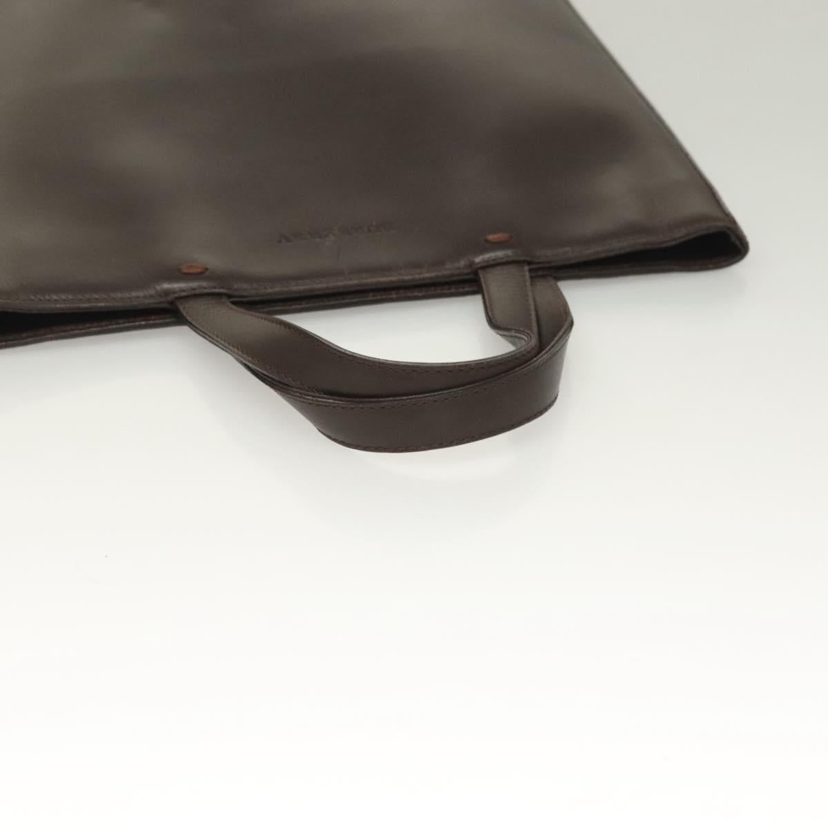 BURBERRY Hand Bag Leather Dark Brown Auth am8695