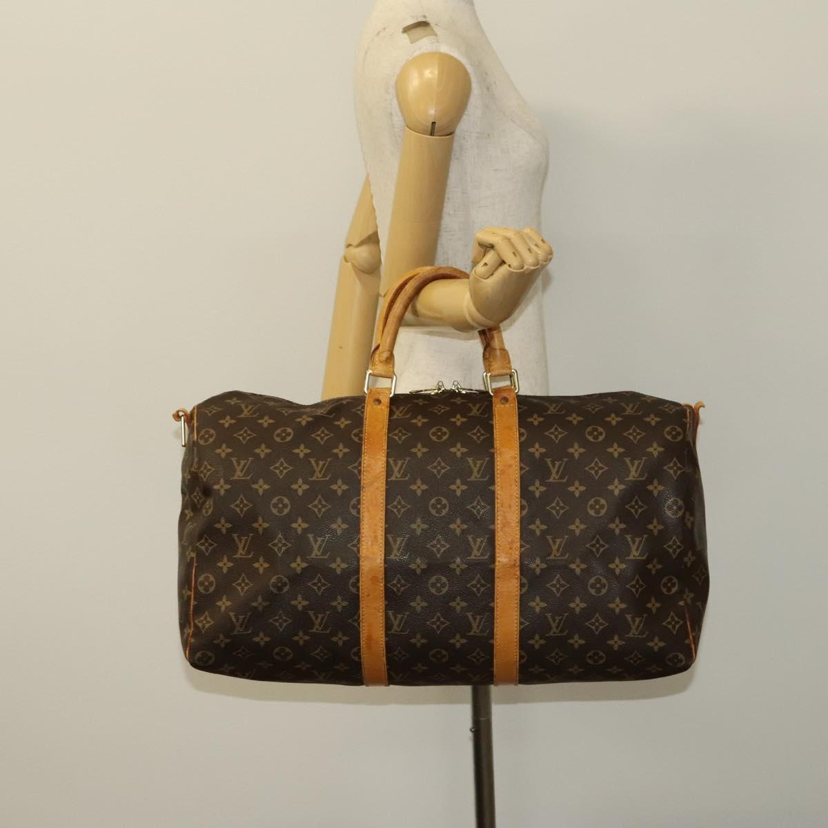 LOUIS VUITTON Monogram Keepall Bandouliere 50 Boston Bag M41416 LV Auth am8704