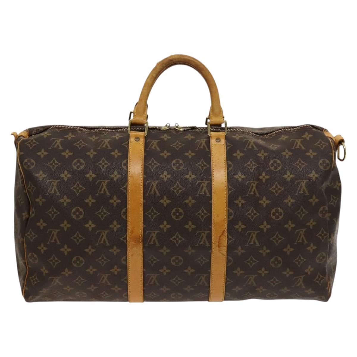 LOUIS VUITTON Monogram Keepall Bandouliere 50 Boston Bag M41416 LV Auth am8704