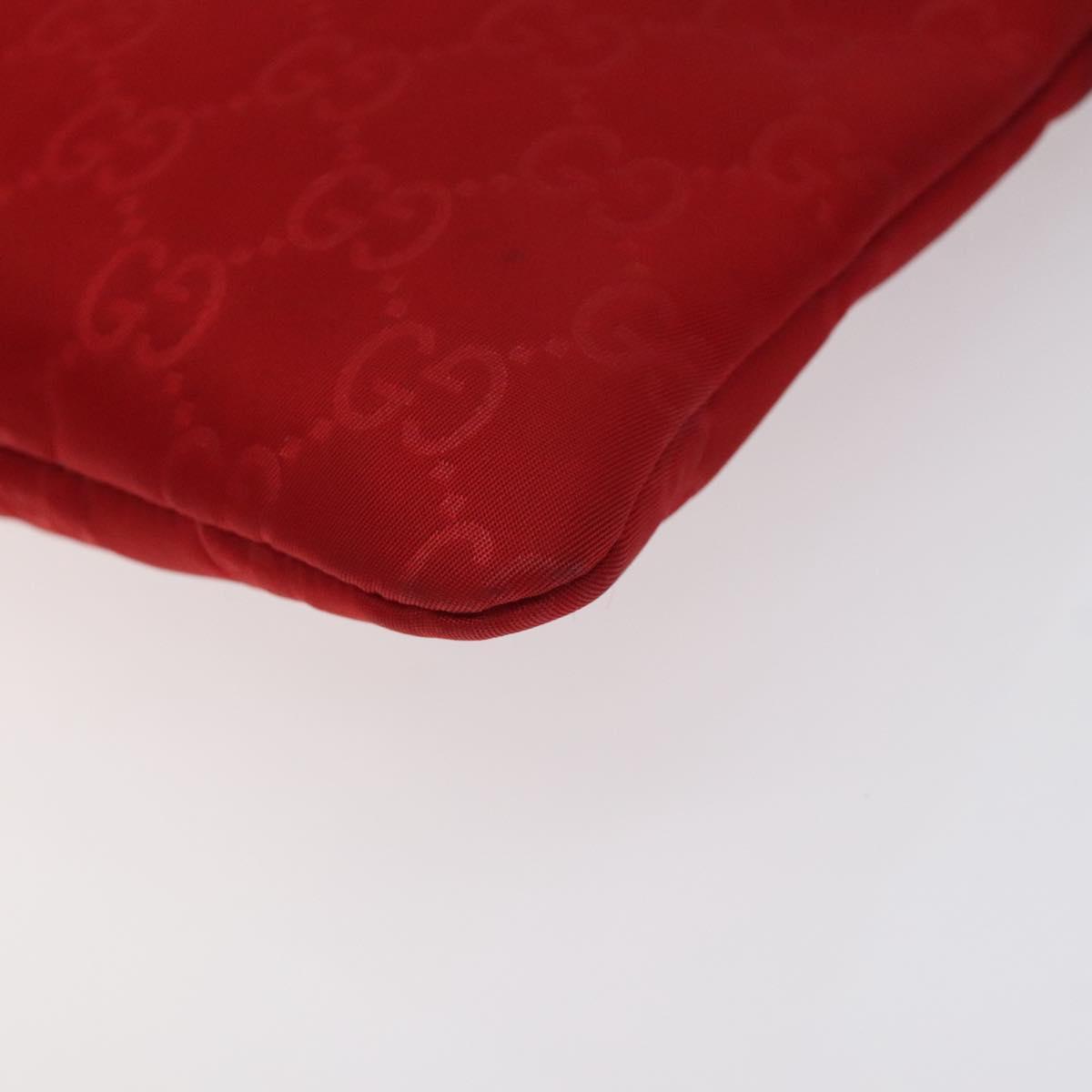 GUCCI GG Nylon Clutch Bag Nylon Red Silver 286209 Auth am8706