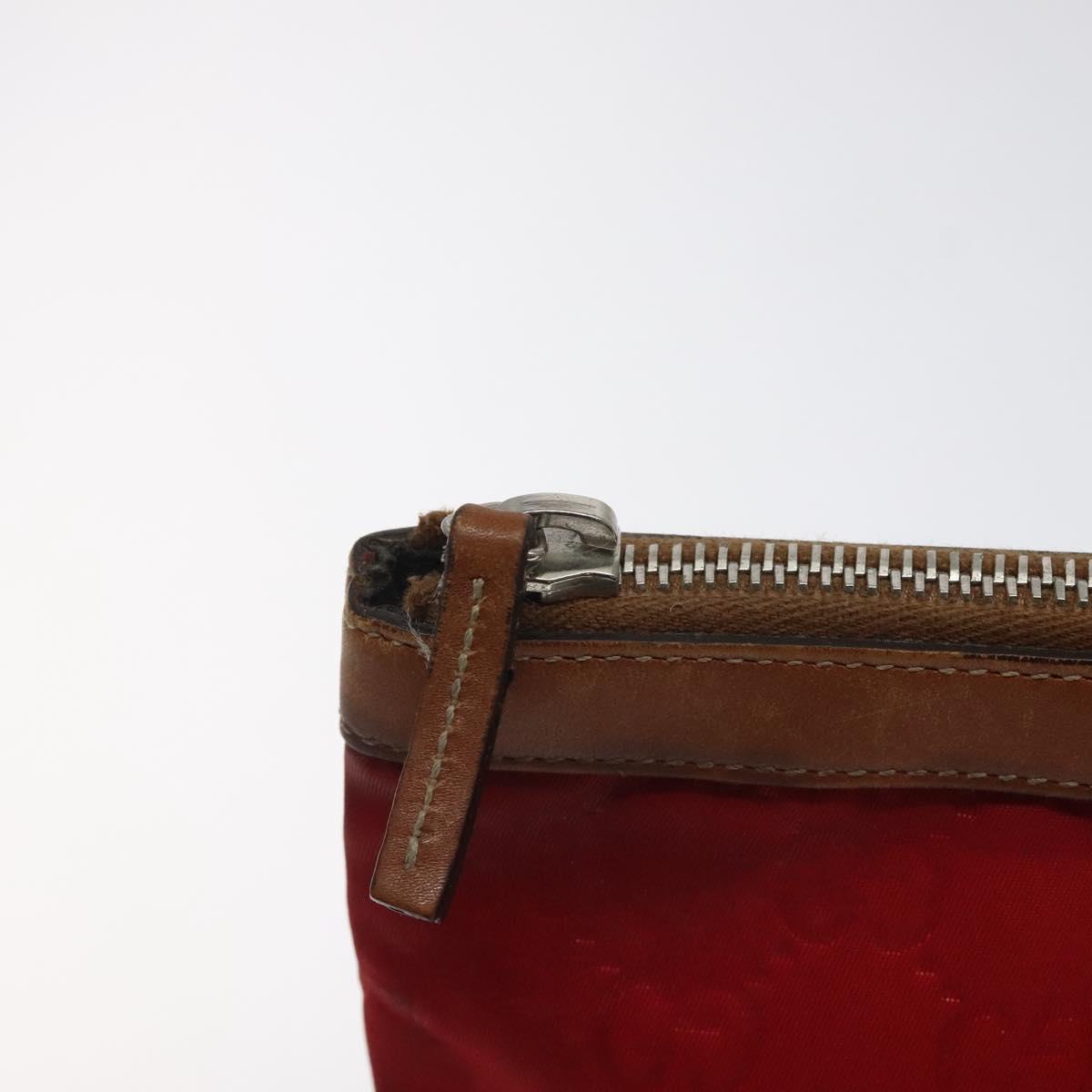 GUCCI GG Nylon Clutch Bag Nylon Red Silver 286209 Auth am8706