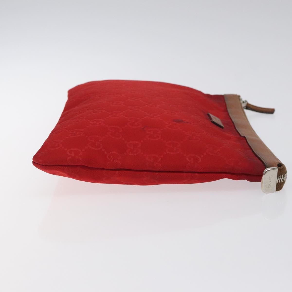 GUCCI GG Nylon Clutch Bag Nylon Red Silver 286209 Auth am8706