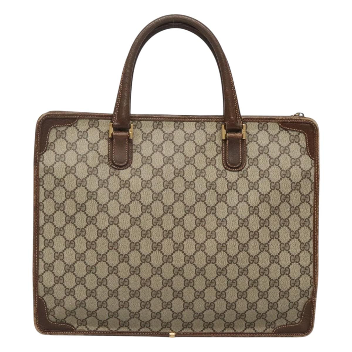 GUCCI GG Supreme Tote Bag PVC Beige Gold Auth am8712