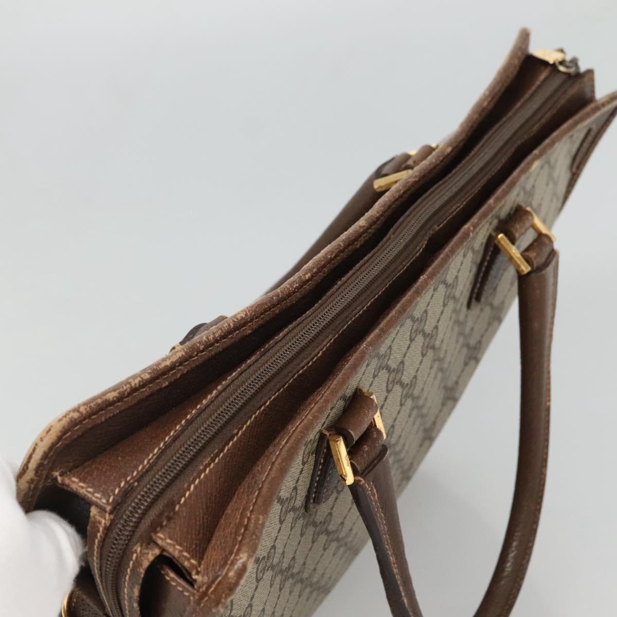 GUCCI GG Supreme Tote Bag PVC Beige Gold Auth am8712