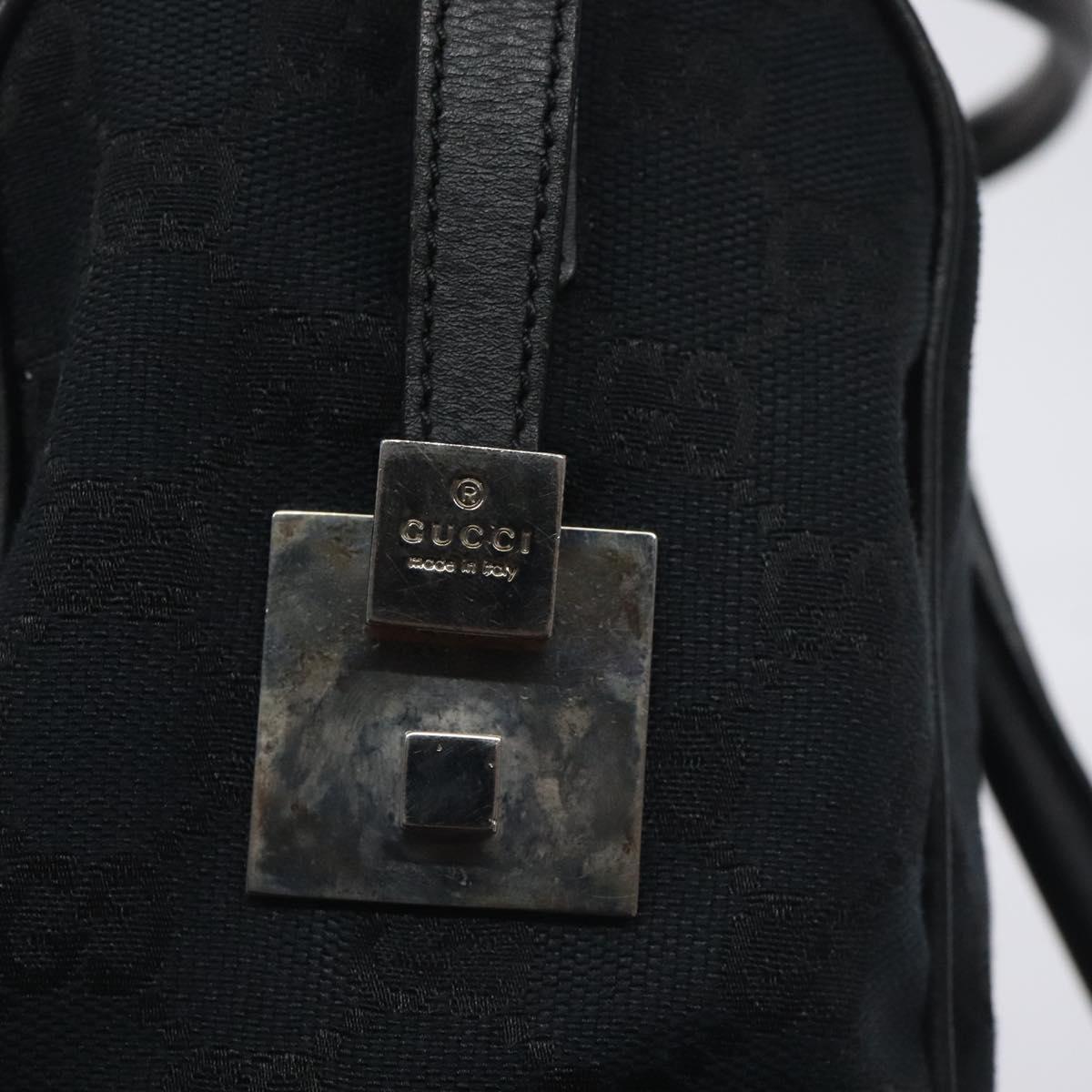 GUCCI GG Canvas Sherry Line Hand Bag Black Silver 000 0851 00221 Auth am8716