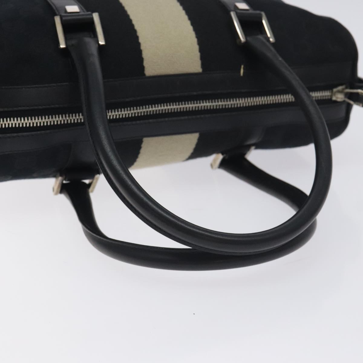 GUCCI GG Canvas Sherry Line Hand Bag Black Silver 000 0851 00221 Auth am8716