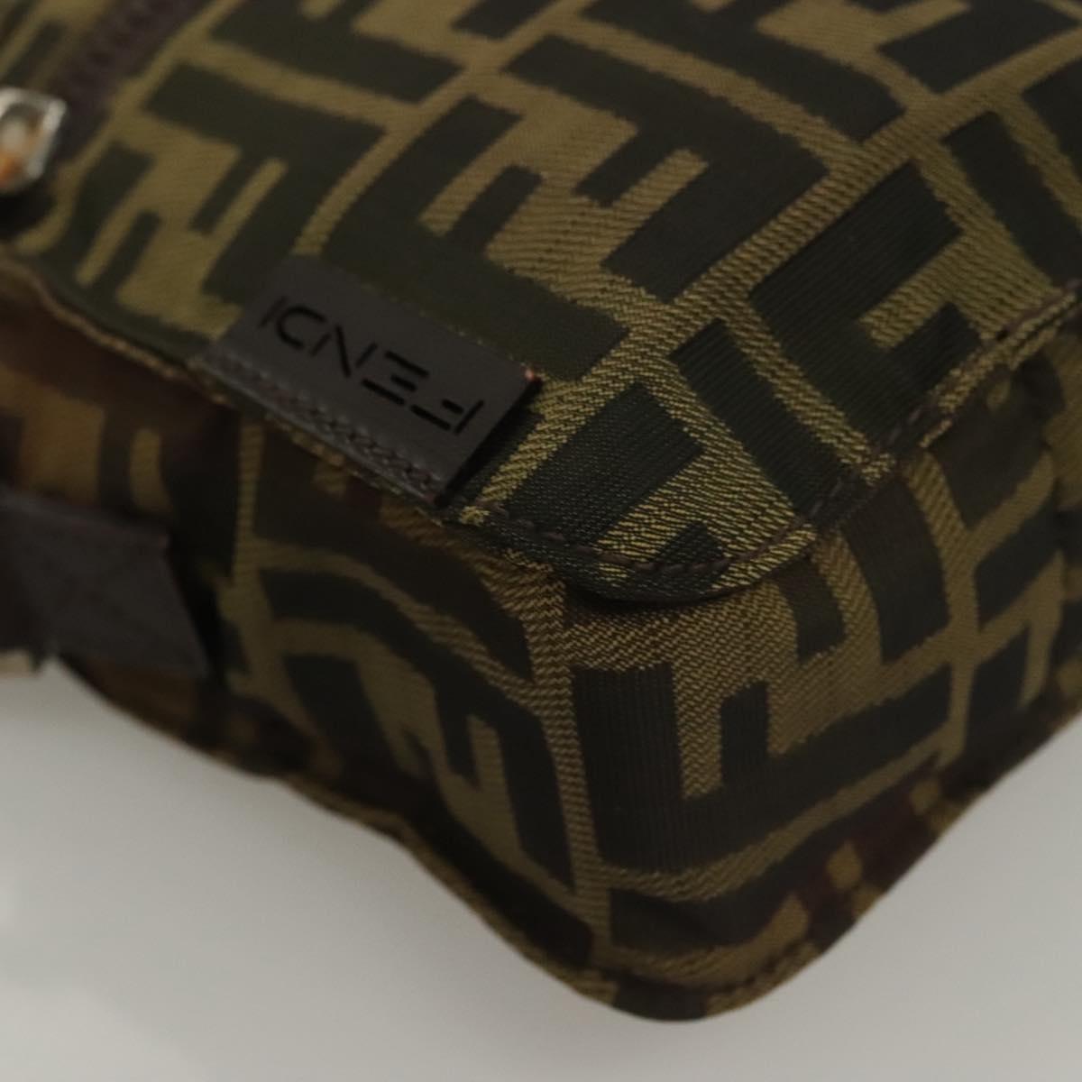 FENDI Zucca Canvas Shoulder Bag Black Brown Auth am8718