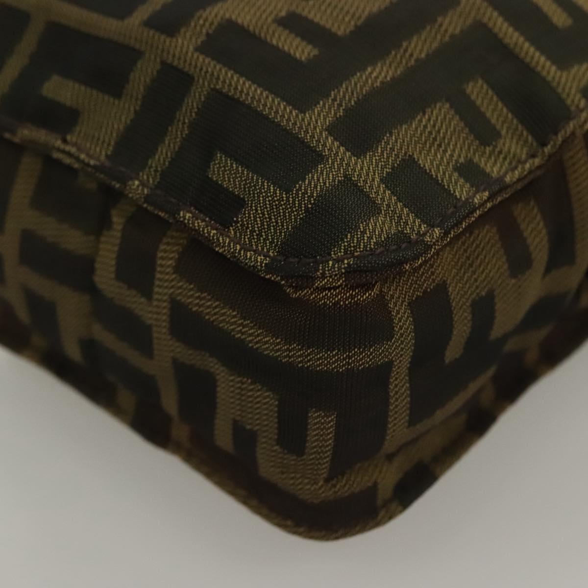FENDI Zucca Canvas Shoulder Bag Black Brown Auth am8718