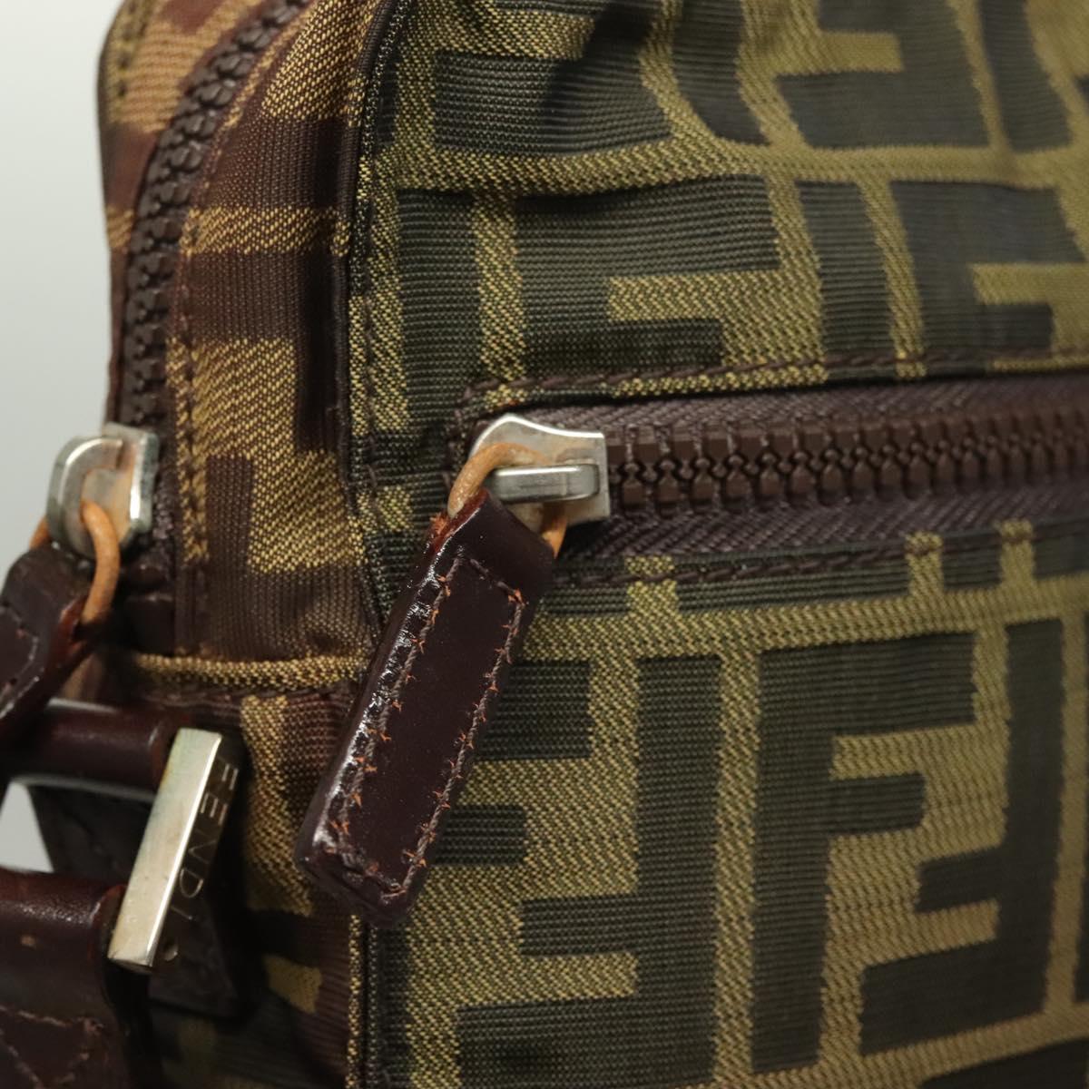 FENDI Zucca Canvas Shoulder Bag Black Brown Auth am8718