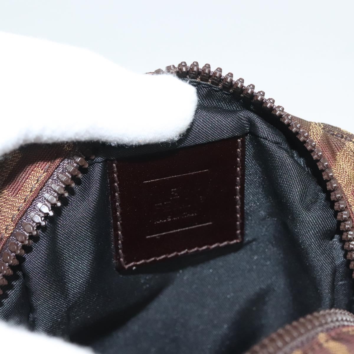 FENDI Zucca Canvas Shoulder Bag Black Brown Auth am8718
