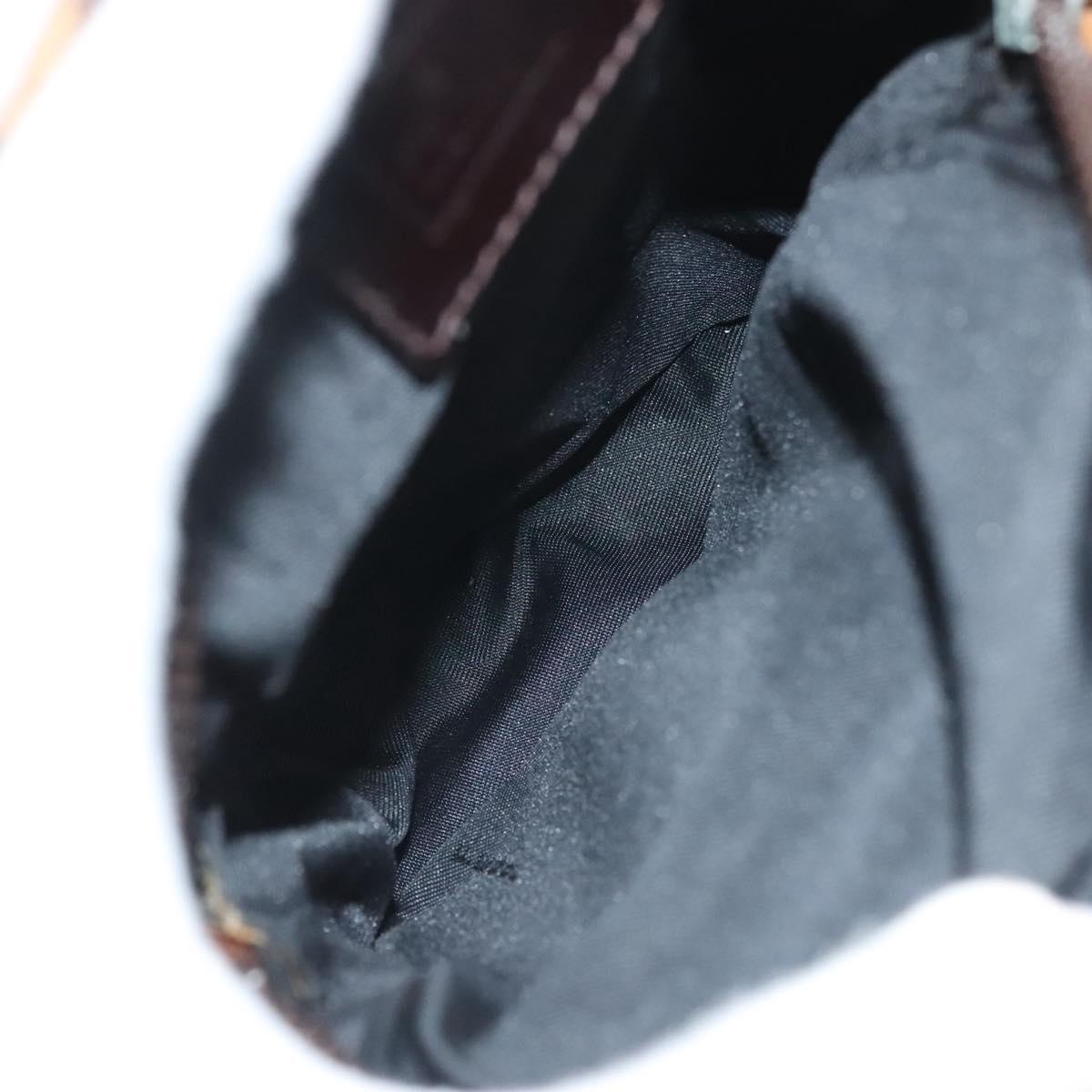 FENDI Zucca Canvas Shoulder Bag Black Brown Auth am8718