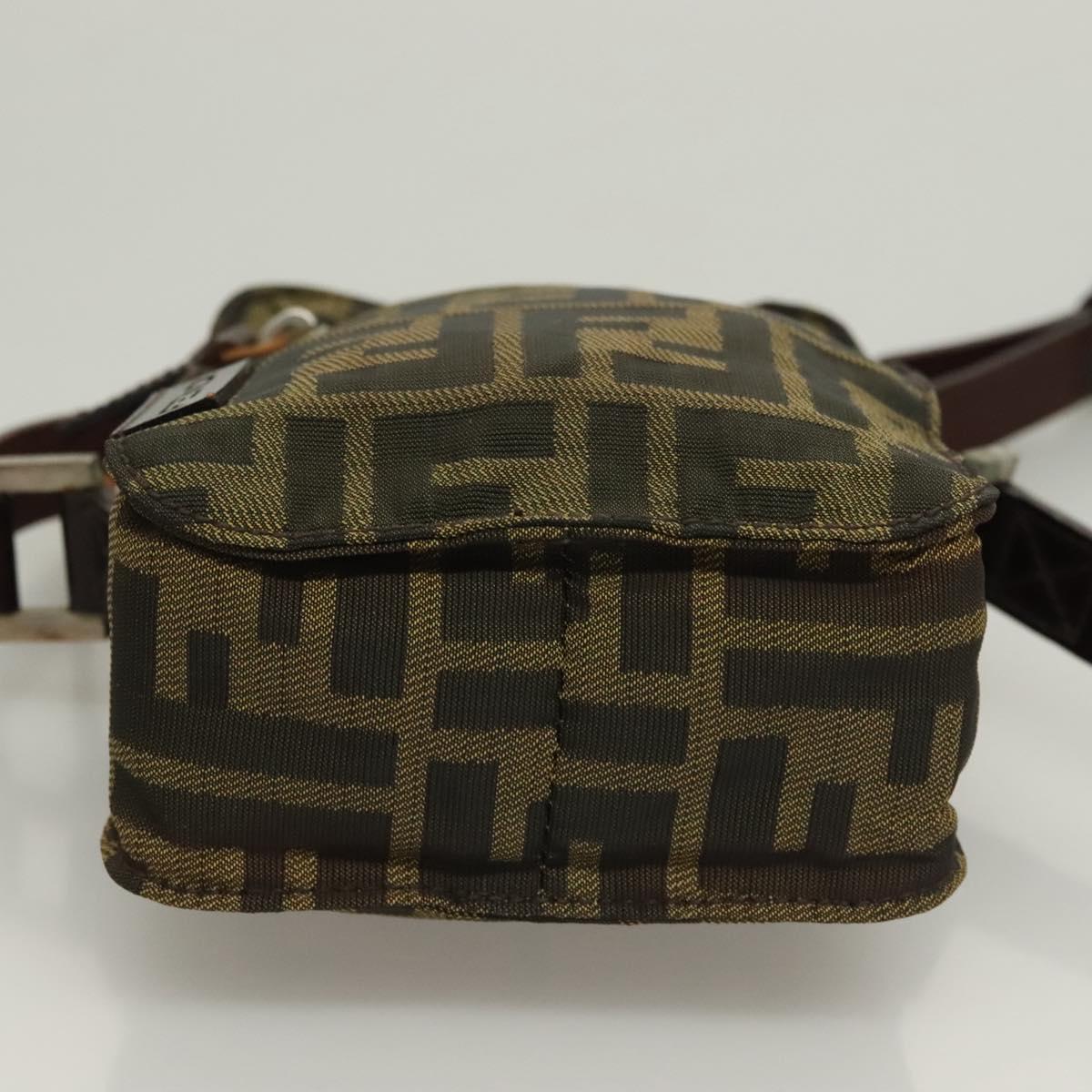 FENDI Zucca Canvas Shoulder Bag Black Brown Auth am8718