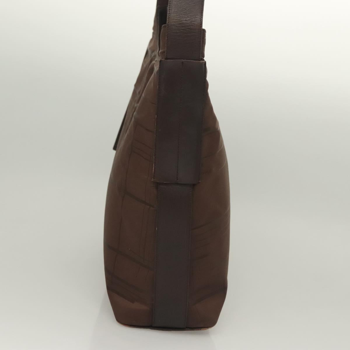 Salvatore Ferragamo Shoulder Bag Nylon Leather Brown Silver Auth am8722