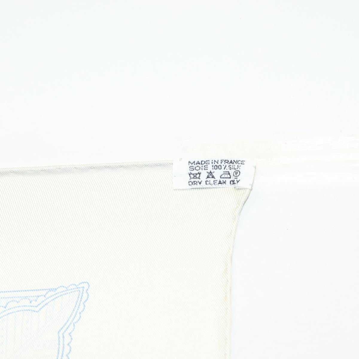 HERMES Carre 90 Scarf ""Les chants du Henne"" Silk Peppermint Auth am8731