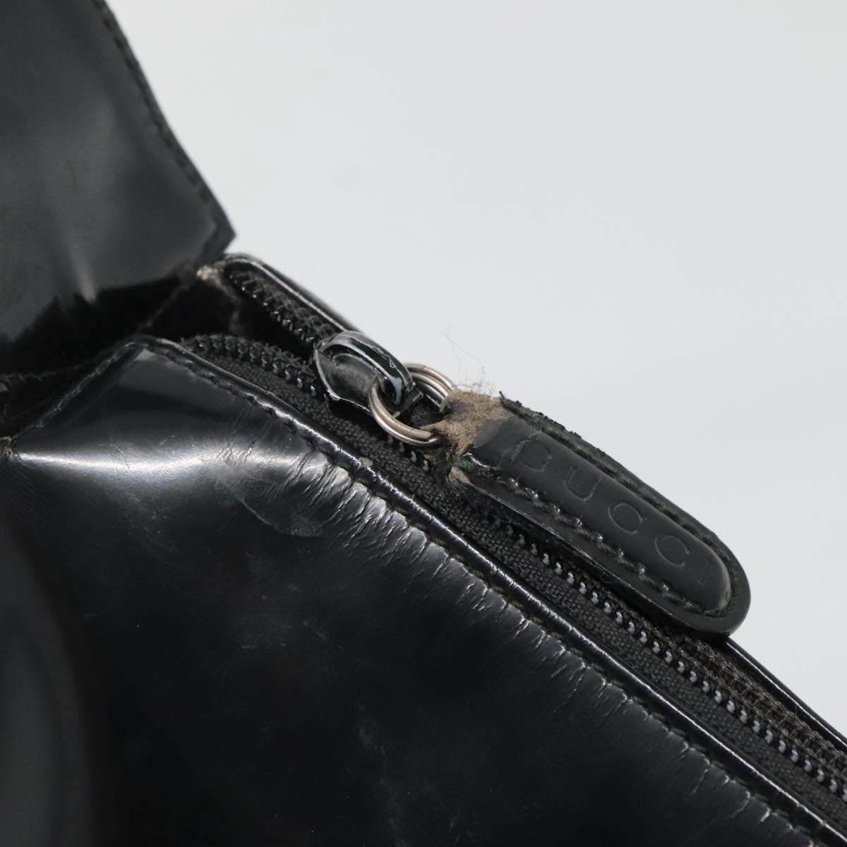 GUCCI Shoulder Bag Enamel Black 001 3754 1703 Auth am8759