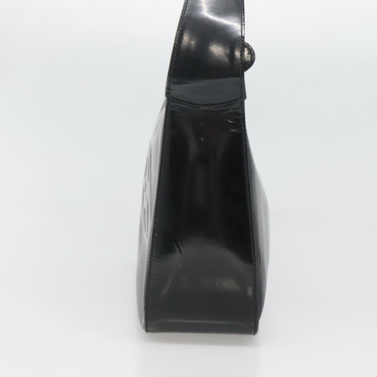 GUCCI Shoulder Bag Enamel Black 001 3754 1703 Auth am8759