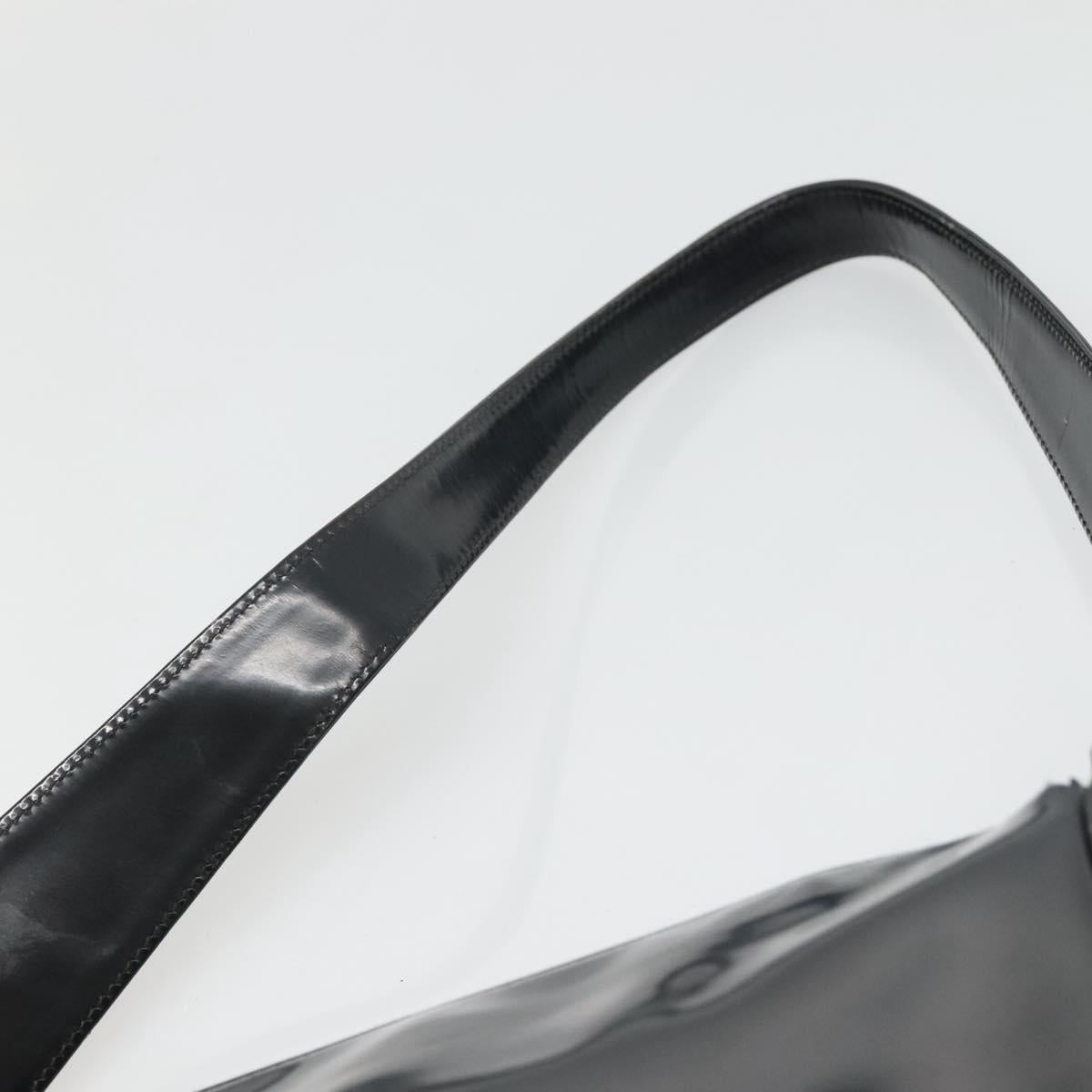 GUCCI Shoulder Bag Enamel Black 001 3754 1703 Auth am8759