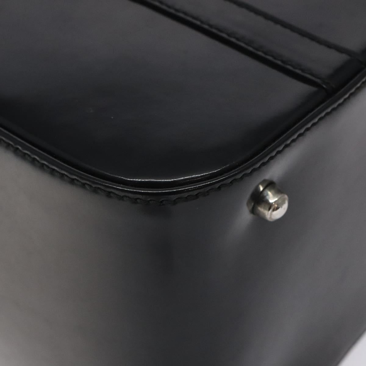 GUCCI Hand Bag Enamel Black Silver Auth am8761