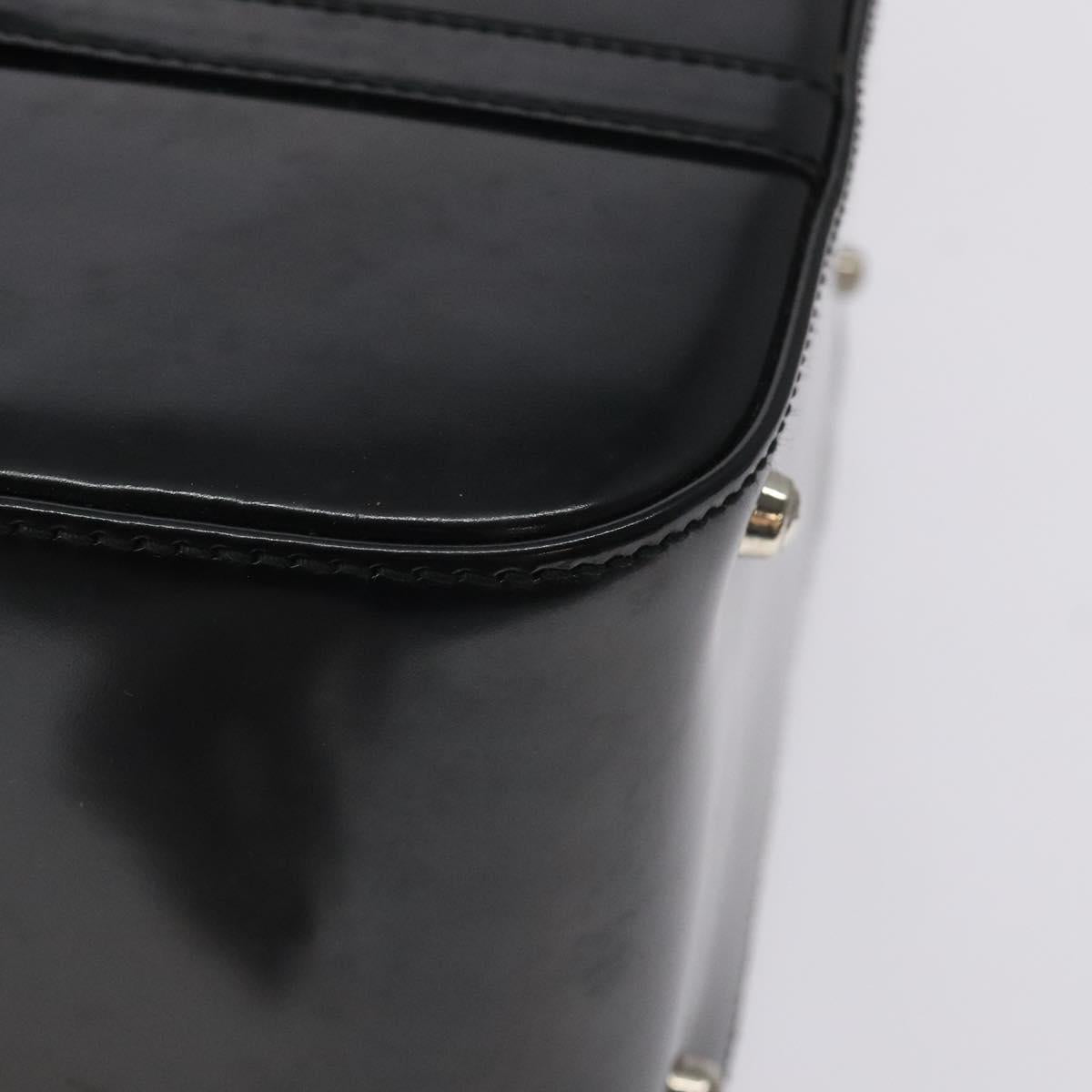 GUCCI Hand Bag Enamel Black Silver Auth am8761