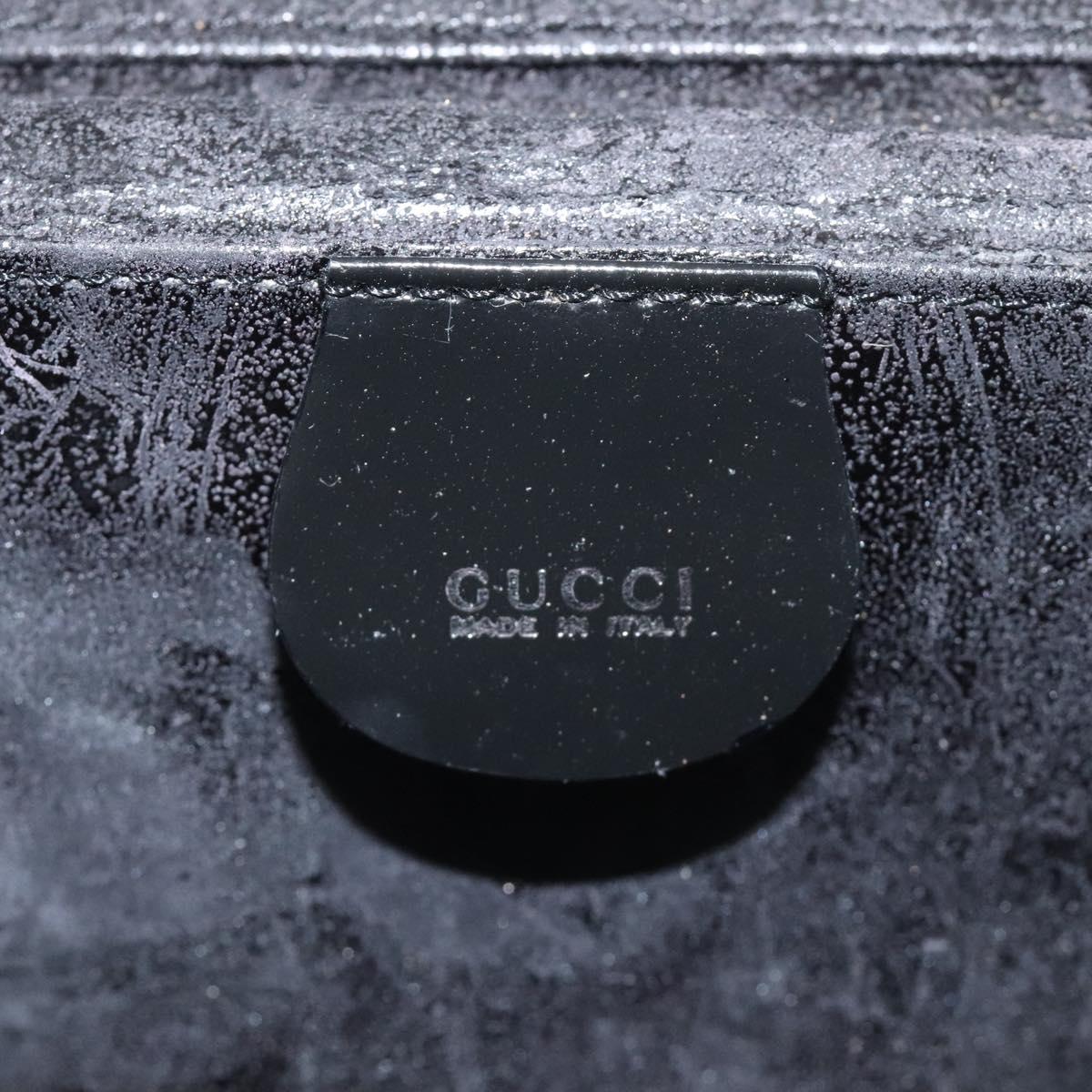GUCCI Hand Bag Enamel Black Silver Auth am8761