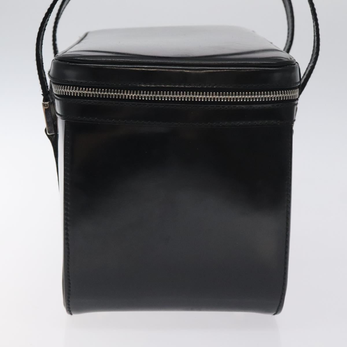 GUCCI Hand Bag Enamel Black Silver Auth am8761
