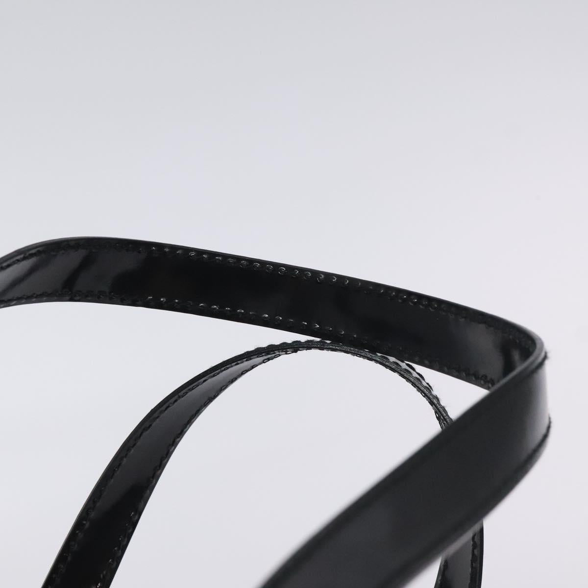 GUCCI Hand Bag Enamel Black Silver Auth am8761