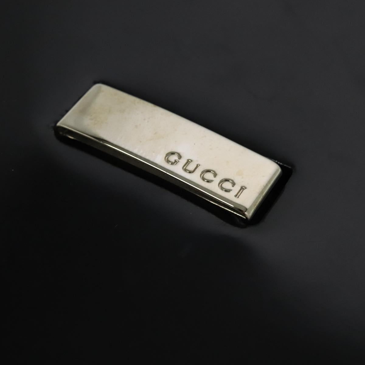GUCCI Shoulder Bag Enamel Black 001 2113 1745 Auth am8764