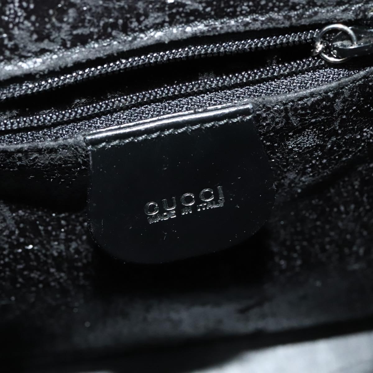 GUCCI Shoulder Bag Enamel Black 001 2113 1745 Auth am8764