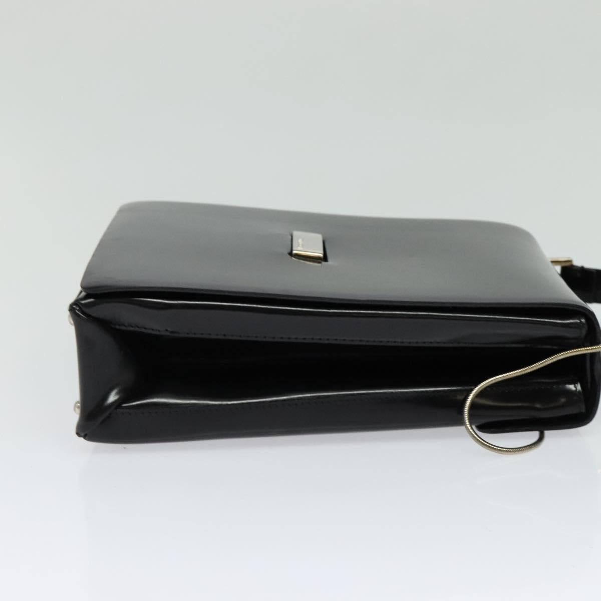 GUCCI Shoulder Bag Enamel Black 001 2113 1745 Auth am8764