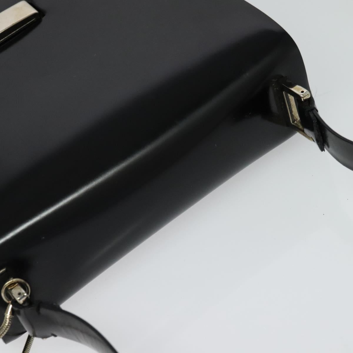 GUCCI Shoulder Bag Enamel Black 001 2113 1745 Auth am8764