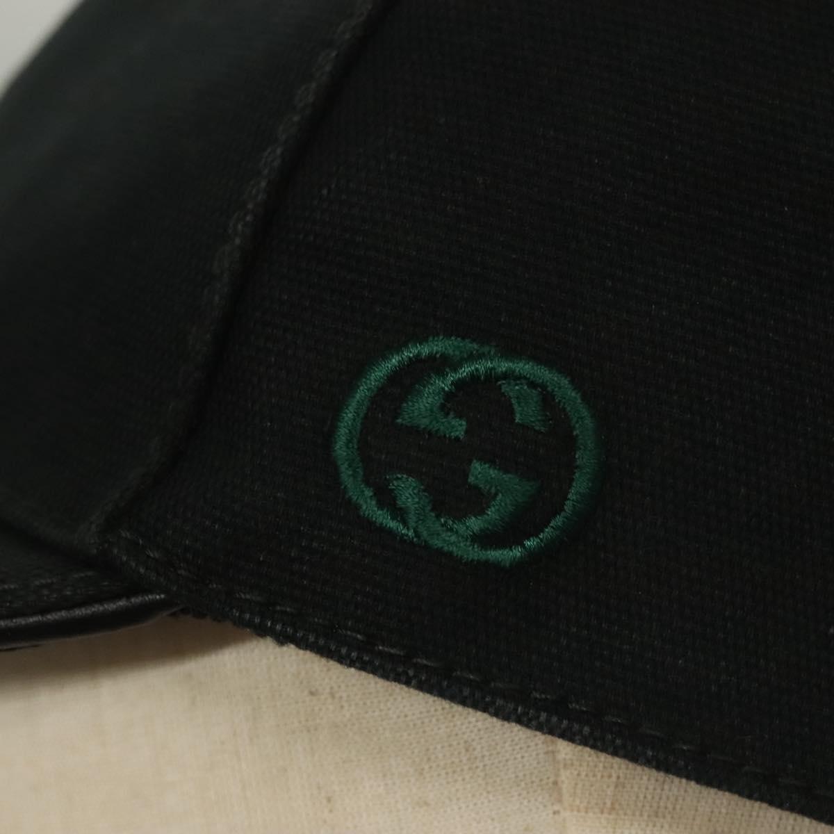 GUCCI Web Sherry Line Cap Canvas L Black Red Green Auth am8766