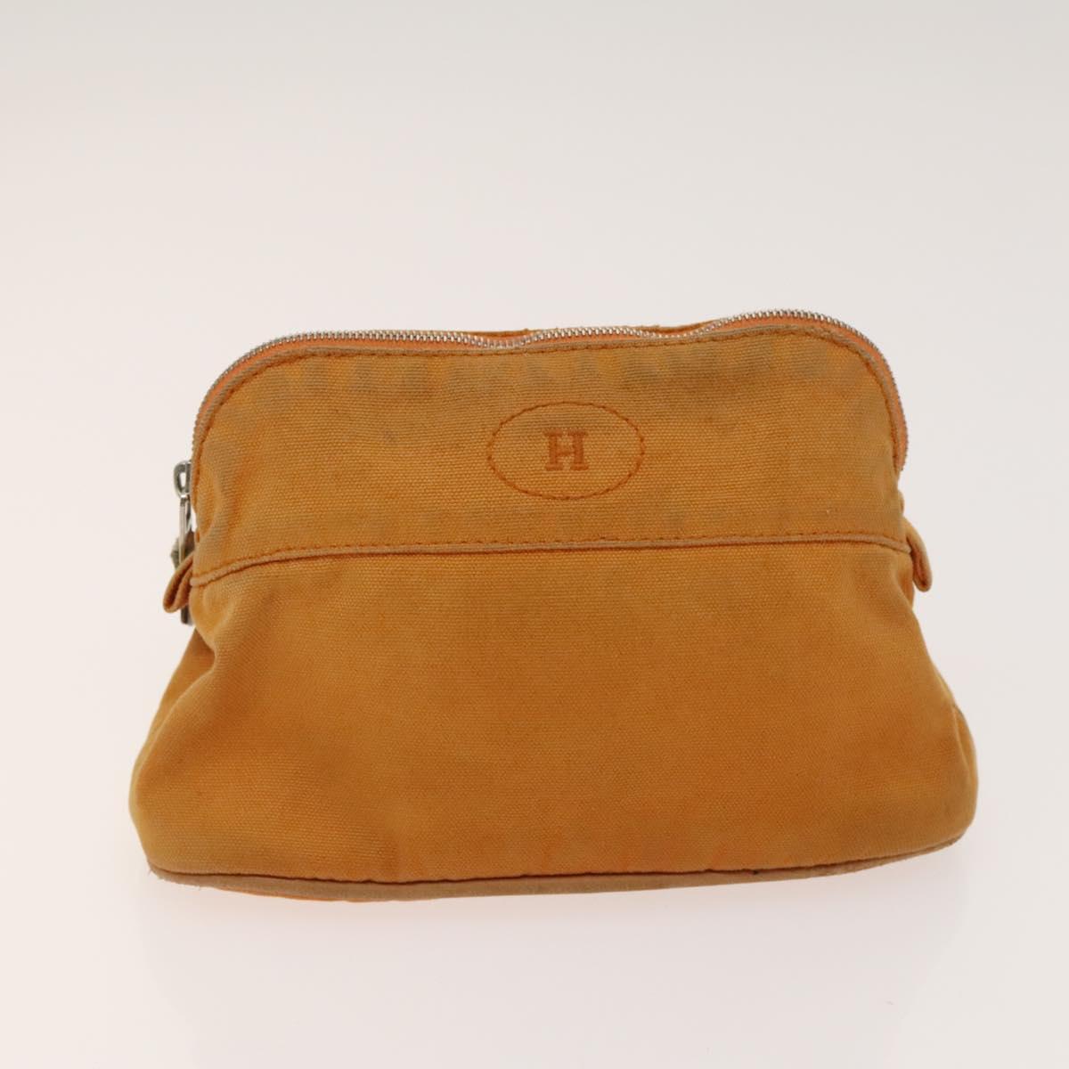 GUCCI Hermes Fendi Canvas Pouch Canvas Metal 3Set Beige Orange gold Auth am8795