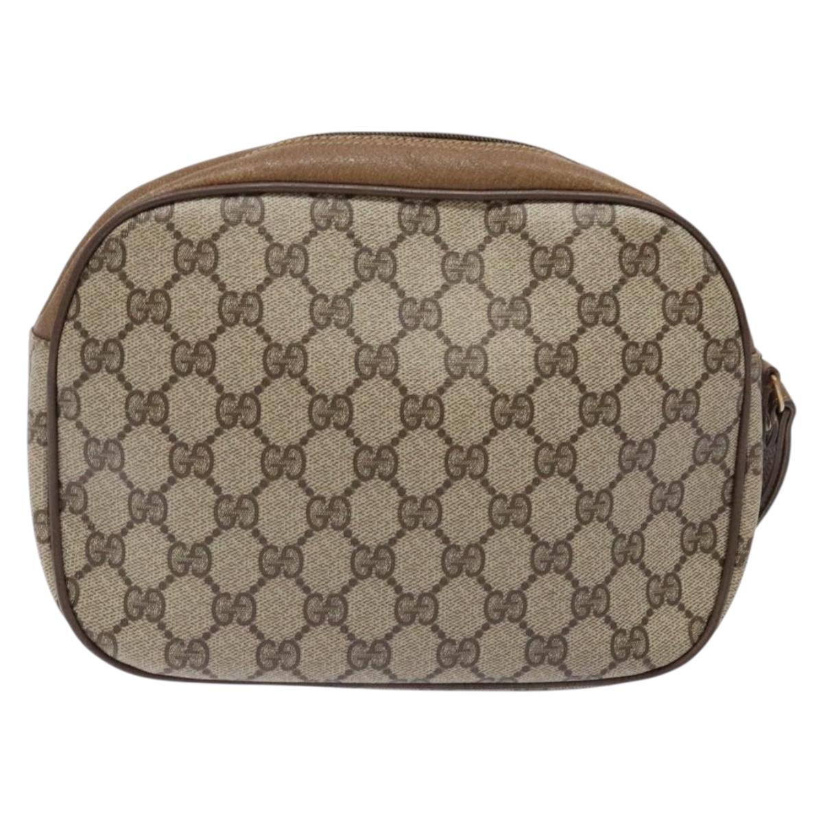 GUCCI GG Supreme Web Sherry Line Clutch Bag PVC Beige 89 01 034 Auth am8803